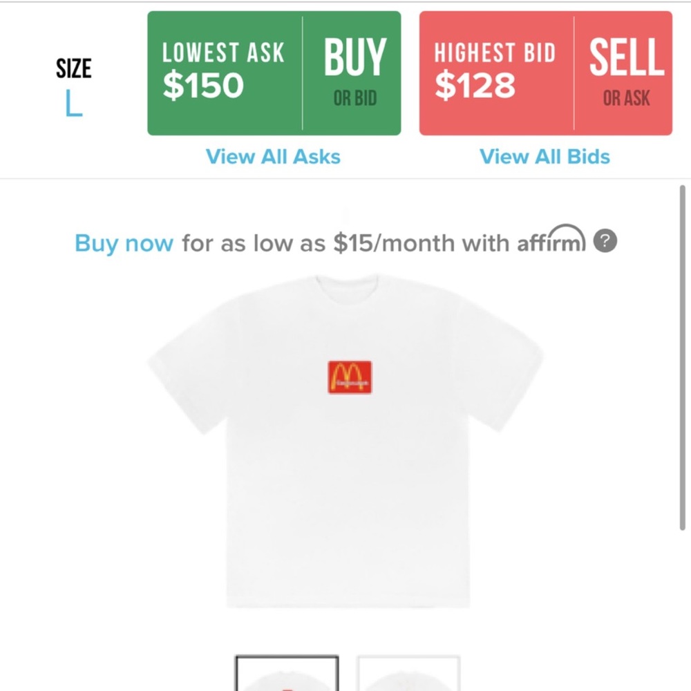 McDonald’s Travis Scott collab sold out size:Large